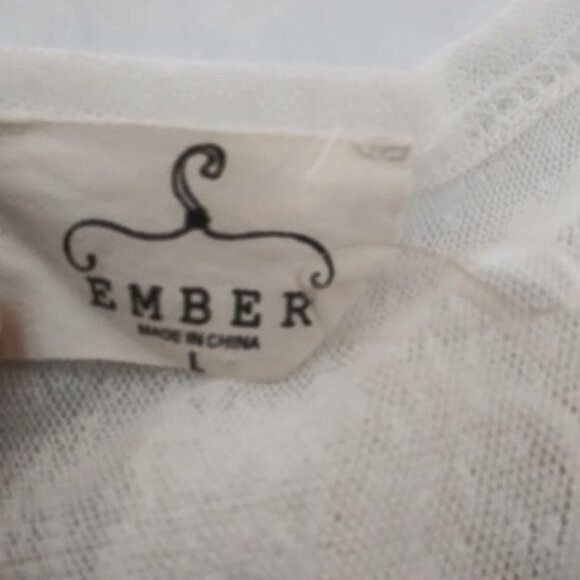 Ember women's size L white sheer cardigan sweater - Picture 14 of 16